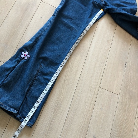 Y2K Mudd Flare Bell Bottom Floral Patch Jeans Size 11 - Picture 6 of 16